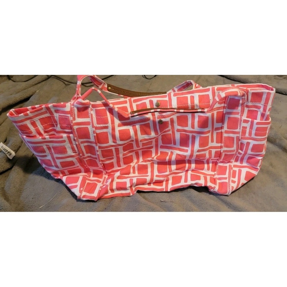 Merona Shoulder Bag‎ Pink White Square Canvas Purse Tote